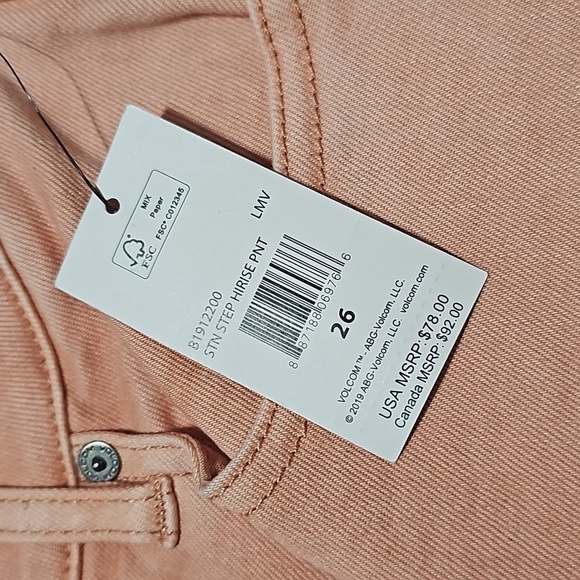 Volcom Straight Raw Hem High Rise Jeans Size 26 NWT - Picture 4 of 12